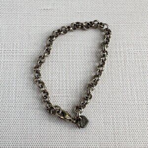 Krystal Kids Silver Tone Heart Charm Bracelet 6 1/2" Lobster Clasp Chain Jewelry